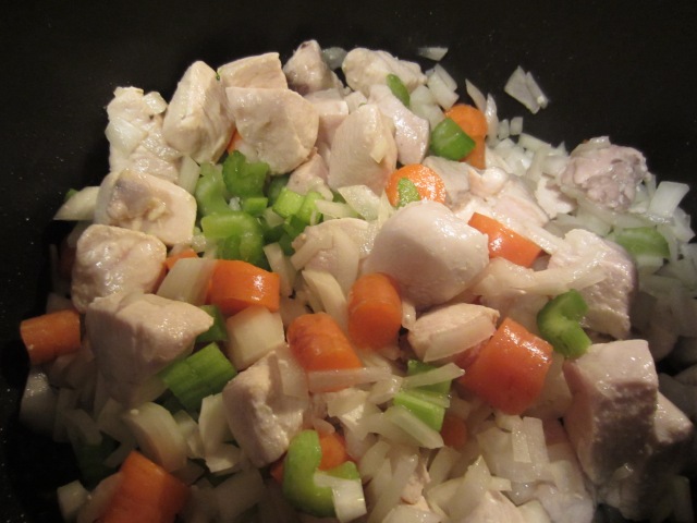 Chicken and chopped vegetables